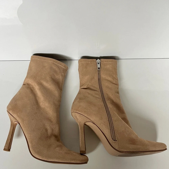 Elegant Tan Suede Ankle Boots - Picture 2 of 7